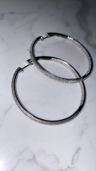 1.0ct 925 Silver Hoop Earrings